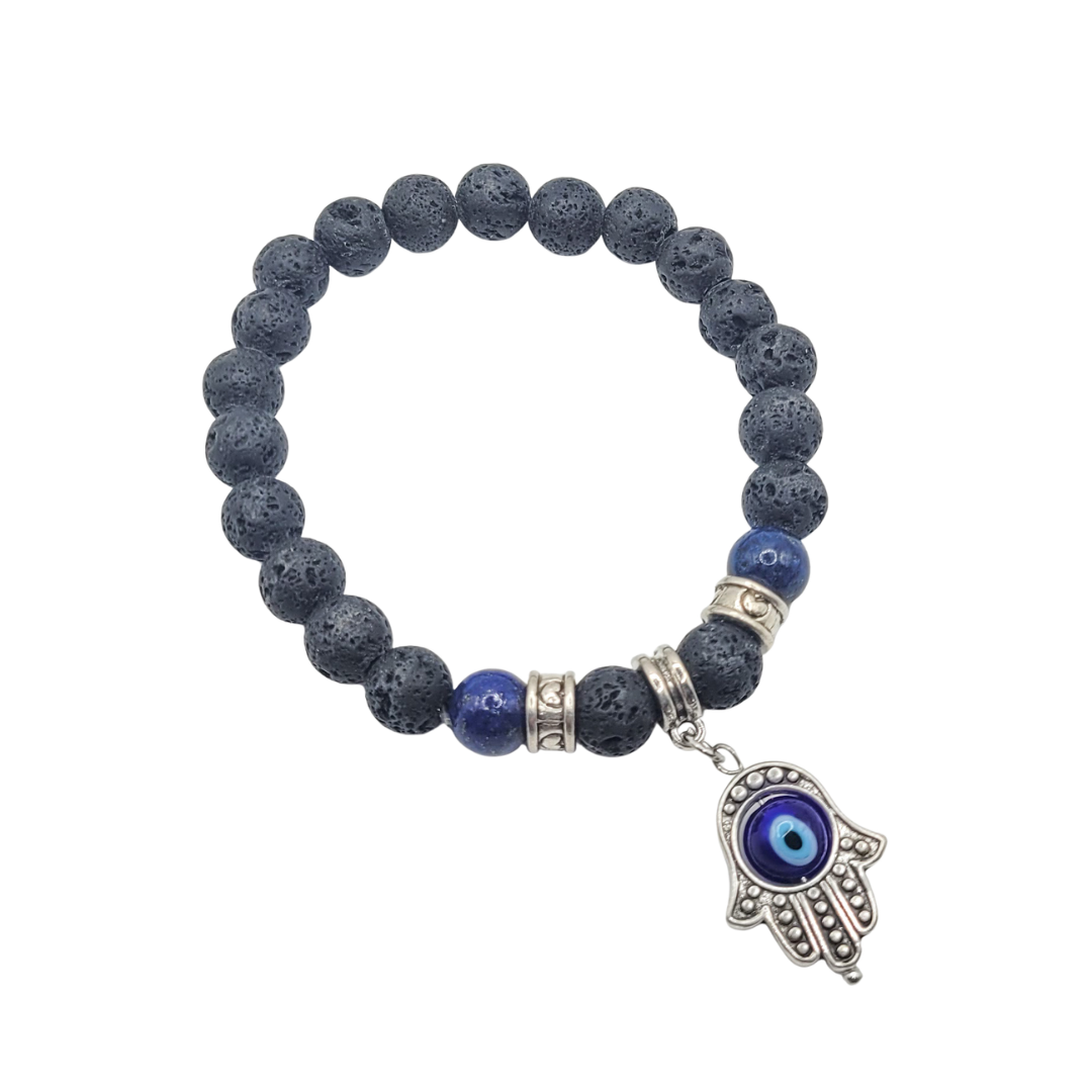 Bracelet - Pierre de Lave & Œil de Protection