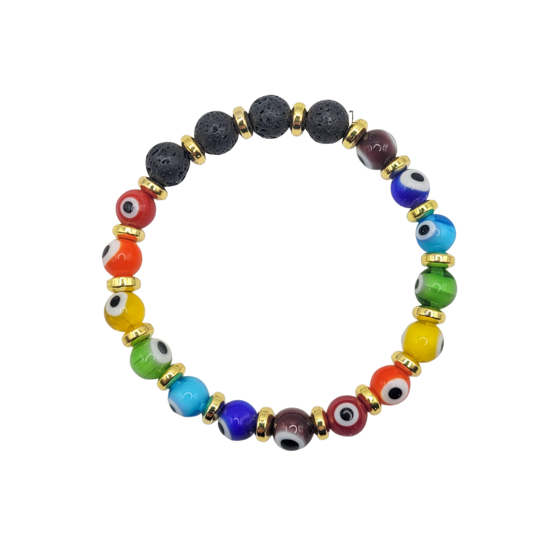 Bracelet - Pierre de Lave & 7 Chakras | Œil de Protection