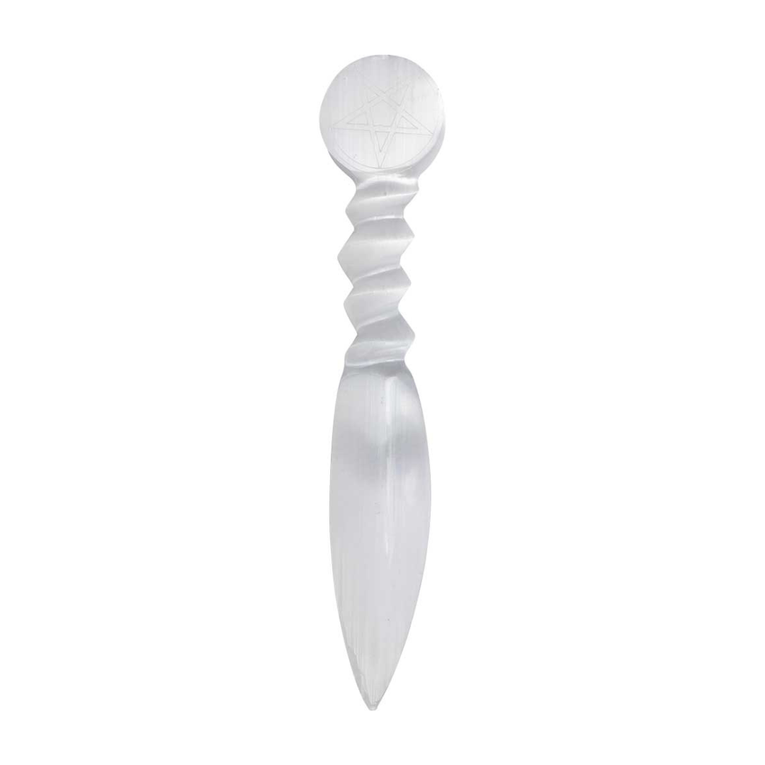 Athamé en Sélénite avec Pentacle